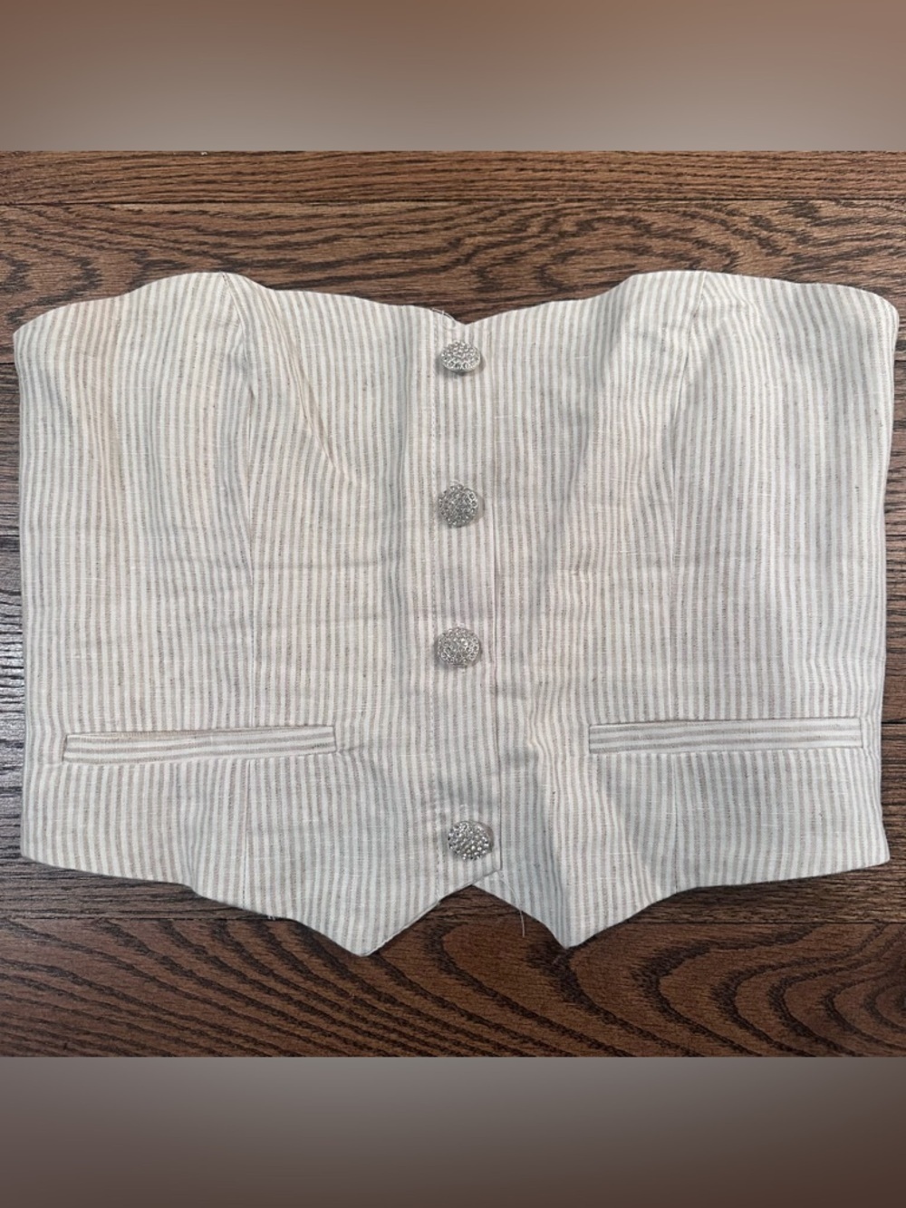 Pin Striped Taupe and White Corset